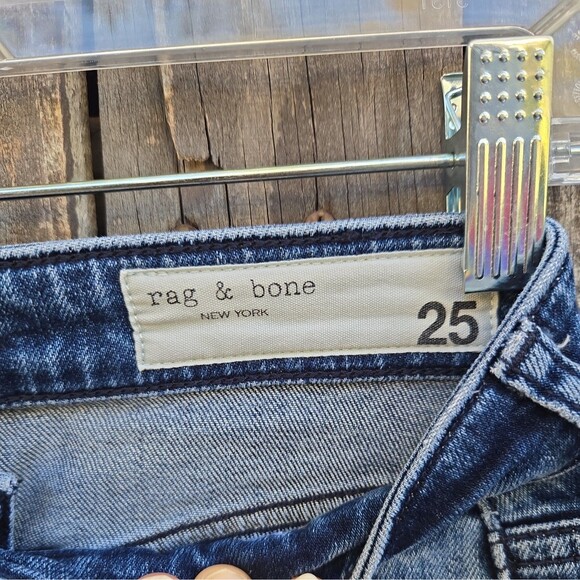 Rag & Bone High Rise Ankle Skinny Jeans Levee Wash Size 25 - Picture 3 of 7